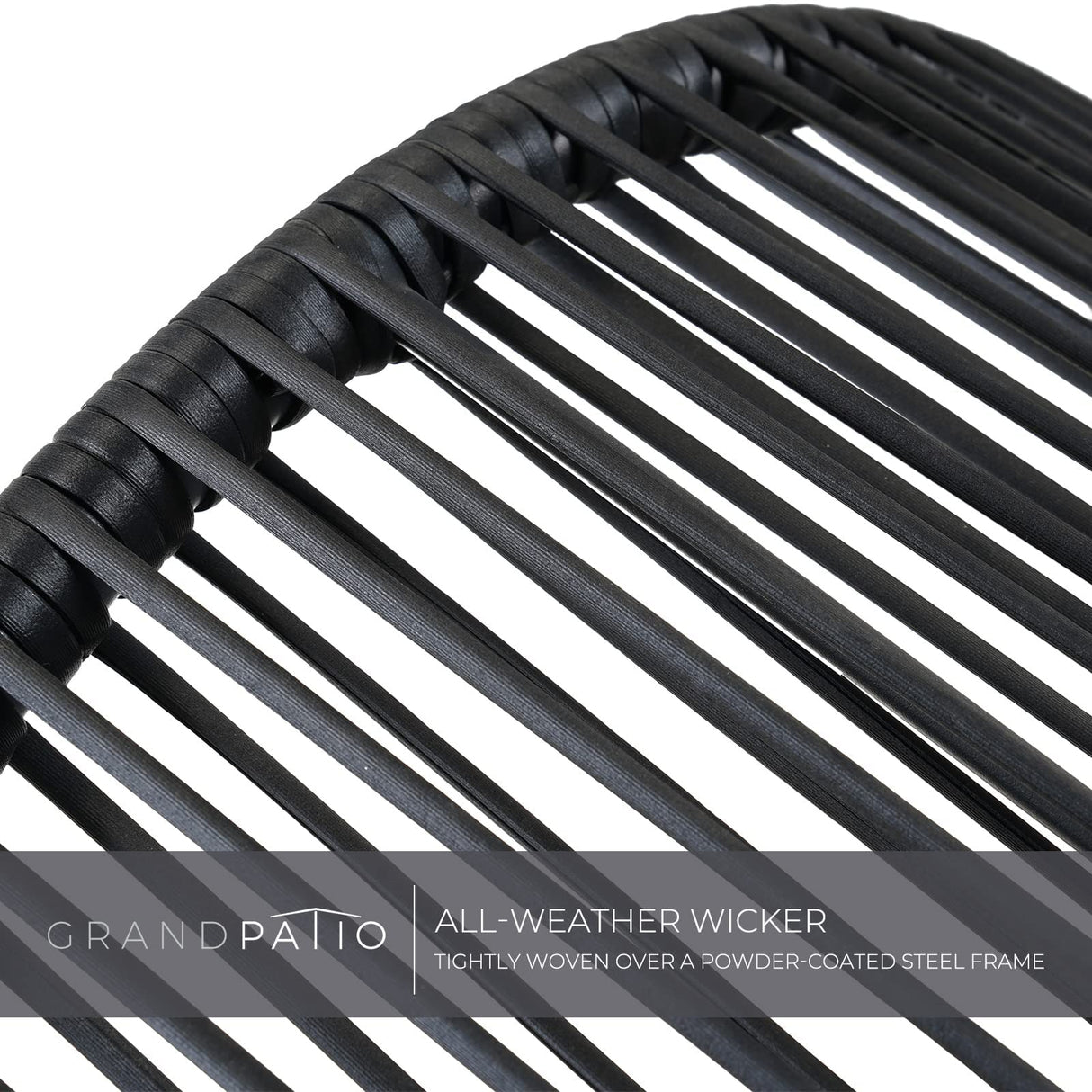 Grand patio Outdoor Egg Chair PE Wicker Wood Grain Finish Comfortable Conversation Chair with Olefin Cushion Oversized Lounger Chair with Stand for Porch, Backyard, Living Room - Dark Grey Grand patio