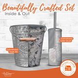 Autumn Alley Farmhouse Bathroom Trash Can and Toilet Brush Set - Rustic Bathroom Accessories for Charming Bathroom Décor, Galvanized, Grey Autumn Alley