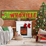 Large Welcome To Whoville Banner for Fence Whoville Christmas Xmas Winter Holiday Decorations Outdoor Outside Fence for Home Jiudungs