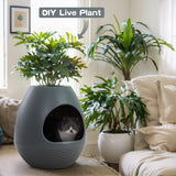 Eggloa6 Hidden Litter Box - Plant Litter Box Enclosure with Artificial Plants, DIY Cat Litter Box Furniture Extra Large (Grey) COZIWOW