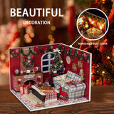Flever Dollhouse Miniature DIY House Kit Creative Room with Furniture and Glass Cover for Romantic Artwork Gift(Christmas Eve) Flever