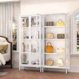Polup Glass Display Cabinet with Doors and Shelves, White Curio Cabinet with 3 Side Tempered Glass, 66 Inch Tall Display Case for Collectibles, Metal Storage Cabinet for Living Room, Assemble Required Polup