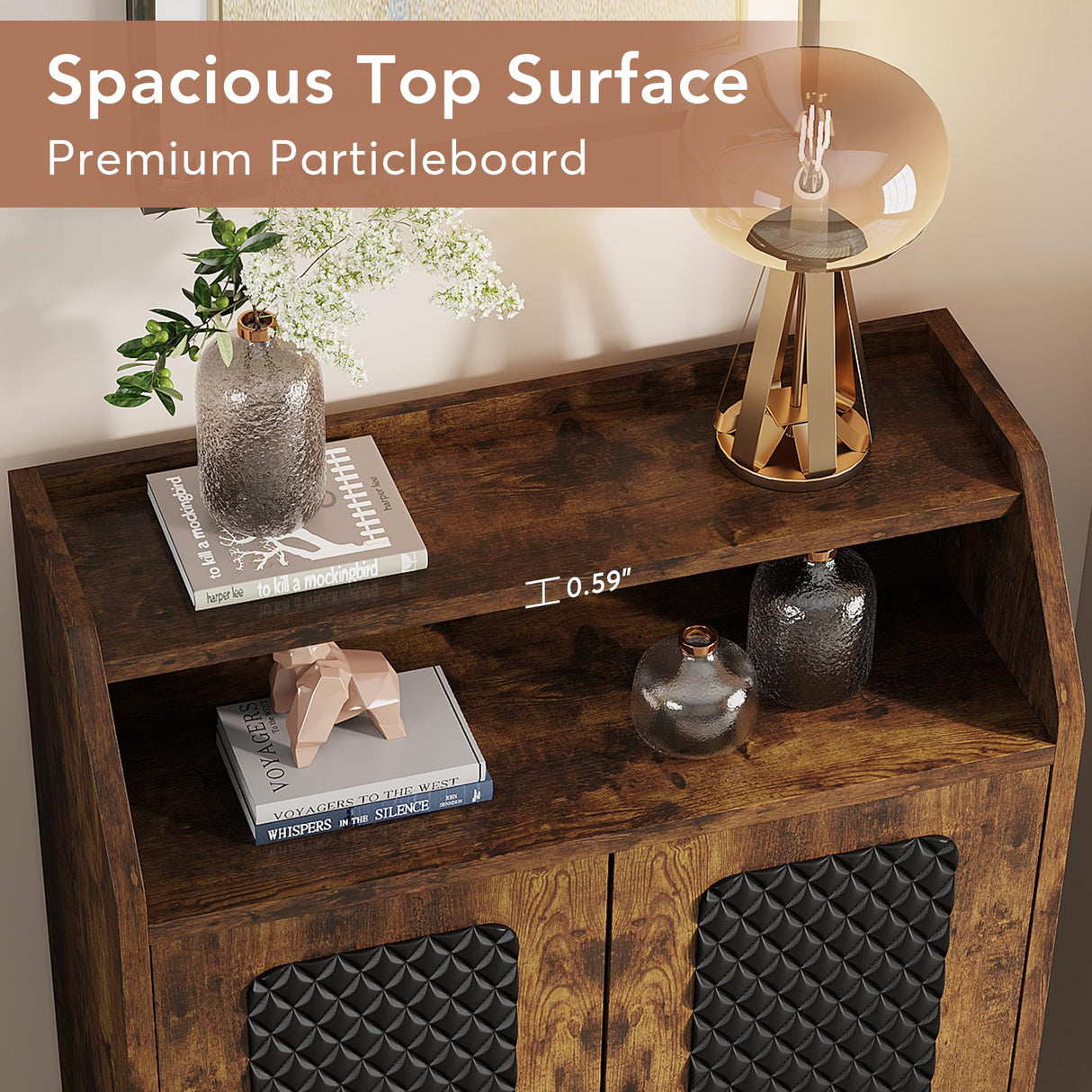 Tribesigns Shoe Cabinet with Doors, 20 Pairs Entryway Shoe Storage Cabinet with Removable Shelves & Open Top Shelf, 7 Tier Wooden Shoe Rack Organizer for Hallway, Brown & Black Tribesigns