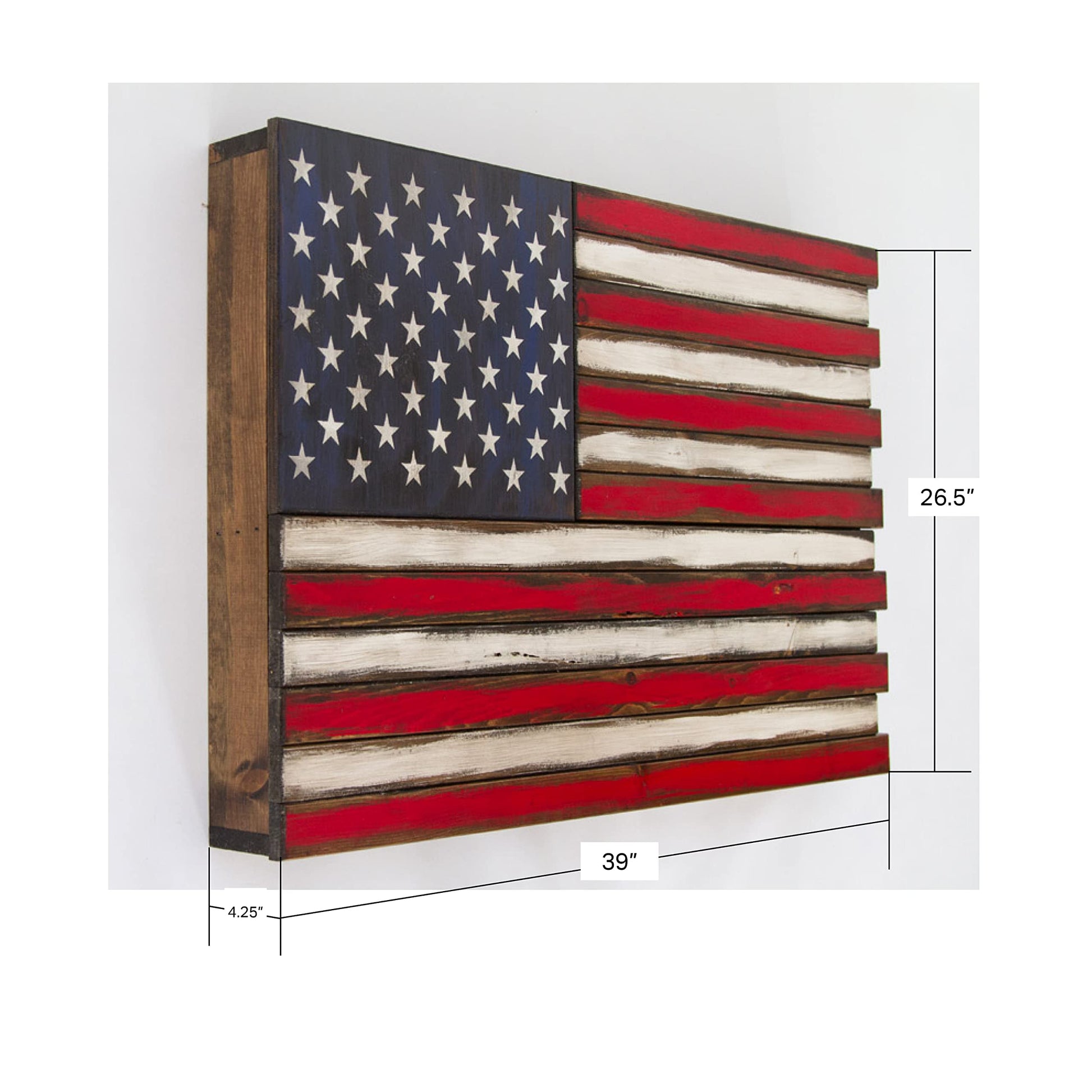 American Furniture Classics Model LRG2COMP Large American Flag Wall Hanging Gun Concealment with Two Secret Compartments, Red White and Blue - WoodArtSupply