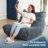 Bean Bag Chairs for Adults Giant Bean Bag Chair Memory Foam BeanBag Chair Big Bean Bag Sofa with Filler Faux Fur Fireside Beanbags Lazy Sofa for Living Room Bedroom Dorm Office (Bluegrey Plush) Hobestluk