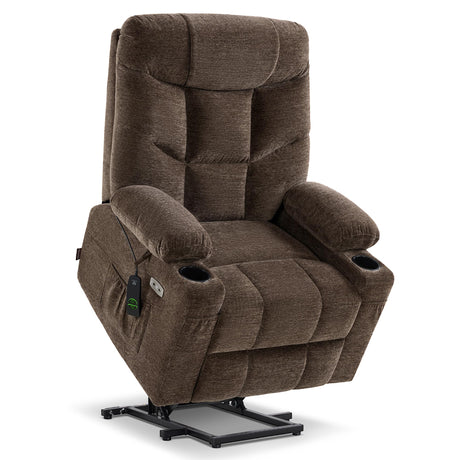 MCombo Power Lift Recliner Chair with Extended Footrest for Elderly People, Fabric 7283 (Brown, Large) MCombo