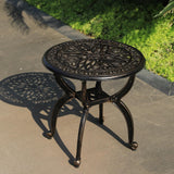 GXOUTAL Cast Aluminum Outdoor Side Table, All Weather Round Small Coffee Table for Patio,Park,Lawn,Yard (18.5" Bronze) GXOUTAL