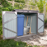 Ball & Cast 62" Garbage Bin Shed Stores 2 Trash Cans Metal Outdoor Storage,Stainless Galvanized Steel House with Sloped Roof & Lockable Door,Waterproof Cabinet Shelter for Patio,Lawn,Gray Ball & Cast