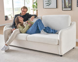 VanAcc Modern Sofa, 3 Seater Sofa with Curved Armrest, Extra Deep Sofa with Bridgewater Style, Comfy Sofa Couch for Living Room, Boucle White Couch VanAcc