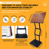 Dr. Shtaygen Reading Stand Book Holder for Desk, Counter, Table - Ergonomic Adjustable Height to 17.8", Lightweight Aluminum & Oak, Strong & Stable, Spacious 13" x 8.7" Platform for Tablet, Laptop Dr. Shtaygen