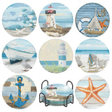 askkqtx 8 Pcs Beach Diamond Art Coasters Kits with Holder, Sea Diamond Painting Coasters Kits for Adults, Light House DIY 5D Diamond Dots Small Mini Kit Full Drill Art Craft Supplies 4X4 Inch askkqtx