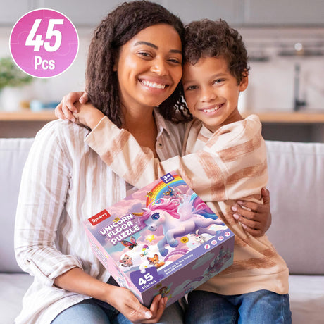 SYNARRY Unicorn Floor Puzzles for Kids Ages 4-6, Large 45 Piece Floor Puzzles for Kids Ages 4-8, Puzzles for Toddlers 2-4, Unicorn Toys Gifts for 3 4 5 6 7 8 Year Old Girls SYNARRY