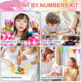 YarnWhimsy 4 Pack Paint by Numbers Kit for Kids with Frame- Animals Paint by Numbers for Kids Ages 4 8 12, Easy Horse Cat Hedgehog Koala DIY Acrylic Oil Painting Kits for Home Wall Decor(8X8inch) YarnWhimsy