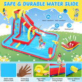 Whubefy Inflatable Water Slide Bounce House, 13.2x10Ft 13-in-1 Bounce House Obstacle Course Waterslides, Summer Fun w/Boxing Pole/Slide/ 10+ Accessories, Inflatable Water Slide for Kids Outdoor Whubefy