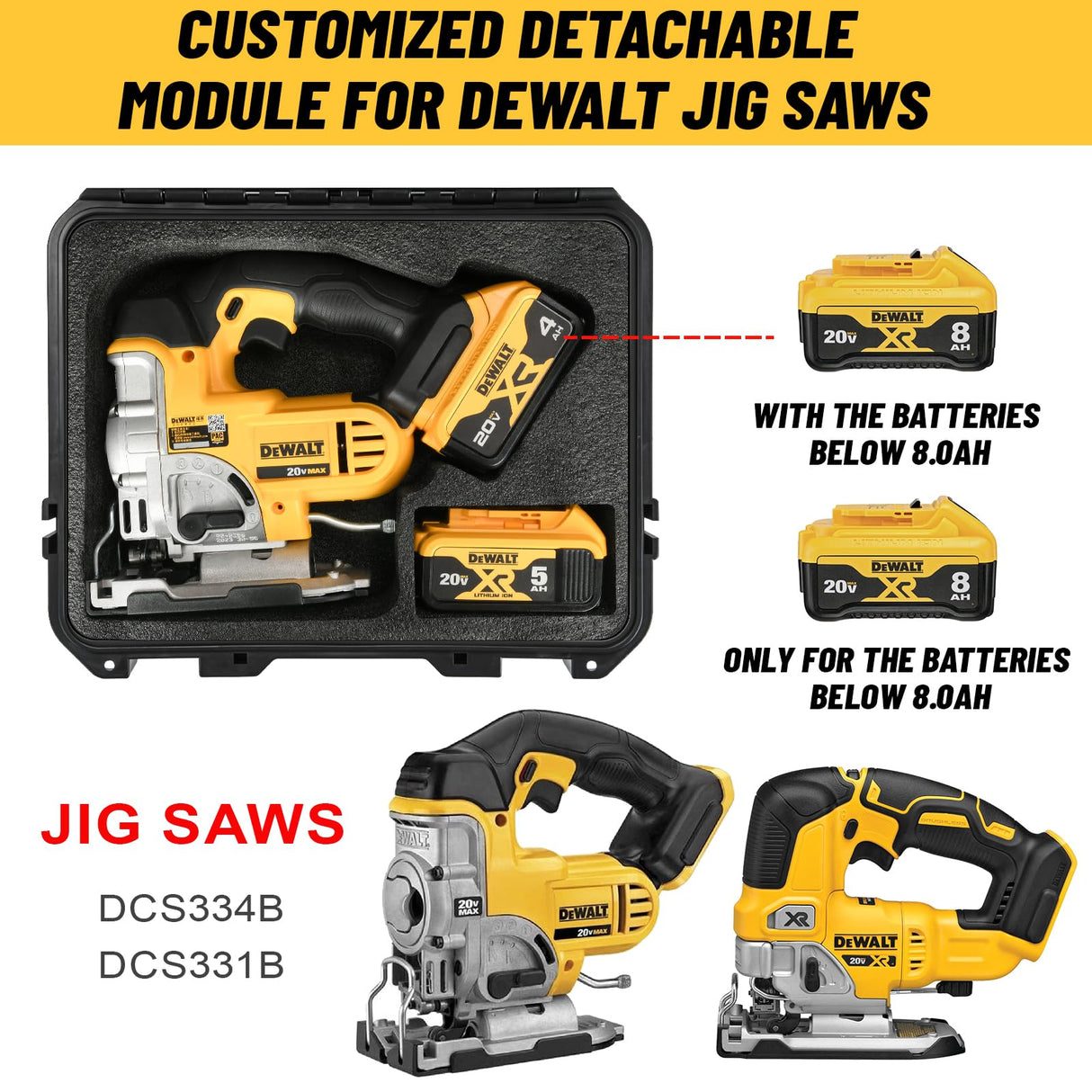 Case for Dewalt Jigsaw Power Tool - Waterproof Hard Tool Box for Dewalt 20V Jig Saw DCS334B | DCS331B, Power Tool Combo Kit Bag for Dewalt Herramientas 20V Max Cordless Jig Saw Set/Battery (Case Only) LOTOCASE