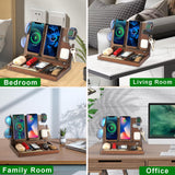 Wood Wireless Charging Station for Multiple Devices,27W Nightstand Organizer Charger Fast Charging for iPhone,Apple Watch,AirPods,2 Phone and Watch Docking Station,Birthday, for Men BaitengTech