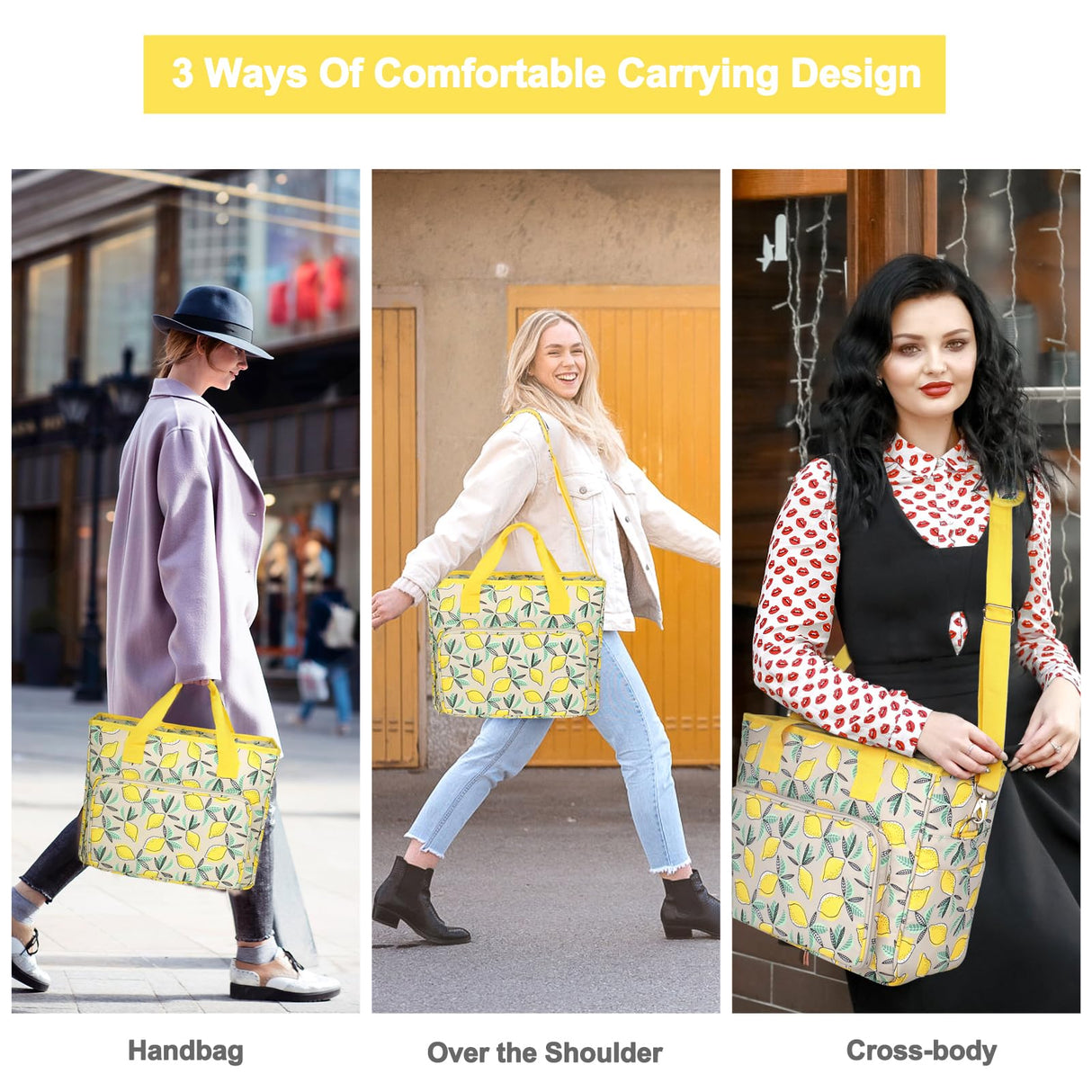 Katech Crochet Bag with Beginner Crochet Books, Large Capacity Yarn Storage Organizer Crochet Tote Bag for Carry Projects Crochet Supplies Knitting Accessories, Yarn Storage Bag with Shoulder Strap Katech