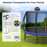 Tatub 14FT Trampoline with Enclosure Net for Kids and Audlts, Outdoor Recreational Pumpkin Trampoline Jumping Exercise Fitness Trampoline Tatub