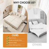 UQGVML Oversized Sleeper Sofa Couch, Convertible Sleeper Sofa Bed for Living Room, Bedroom, Classic 3-in-1 Pullout Couch Bed Chesterfield Style (Beige, with Ottoman) UQGVML