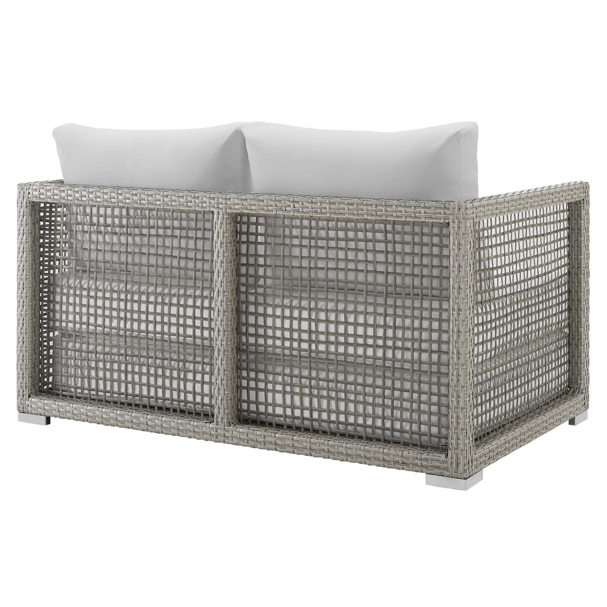 Modway EEI-2924 Aura Wicker Rattan Outdoor Patio 52" Loveseat with Cushions in Gray White Modway