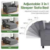 AYEASY Sleeper Sofa Bed, 3 in 1 Convertible Sleeper Couch Bed Pull Out, Small Loveseat Sofa, Futon Sofa Bed Full Size, 46" Velvet Love Seat with Pillow and Phone Holder for Living Room, Grey AYEASY
