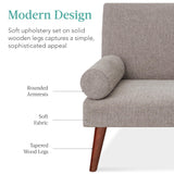 Best Choice Products Mid-Century Modern Upholstered Futon, Convertible Folding Sofa Bed, Small Couch w/Rounded Armrests, 2 Cupholders - Gray Best Choice Products