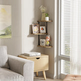 Love-KANKEI Corner Shelf Wall Mount of 3 Tier Rustic Wood Floating Shelves for Bedroom Living Room Bathroom Kitchen Office and More Carbonized Black Love-KANKEI