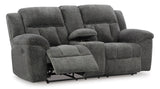 Signature Design by Ashley Frohn Contemporary Manual Reclining Loveseat with Console with Console, Storage and Cup Holders, Gray Signature Design by Ashley