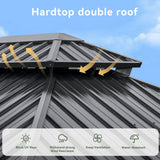 Aoxun 10'x12' Hardtop Gazebo, Aluminum Frame Canopy with Double Galvanized Steel Roof, Outdoor Metal Pavilion with Netting, Curtains for Backyard, Patio and Deck Aoxun