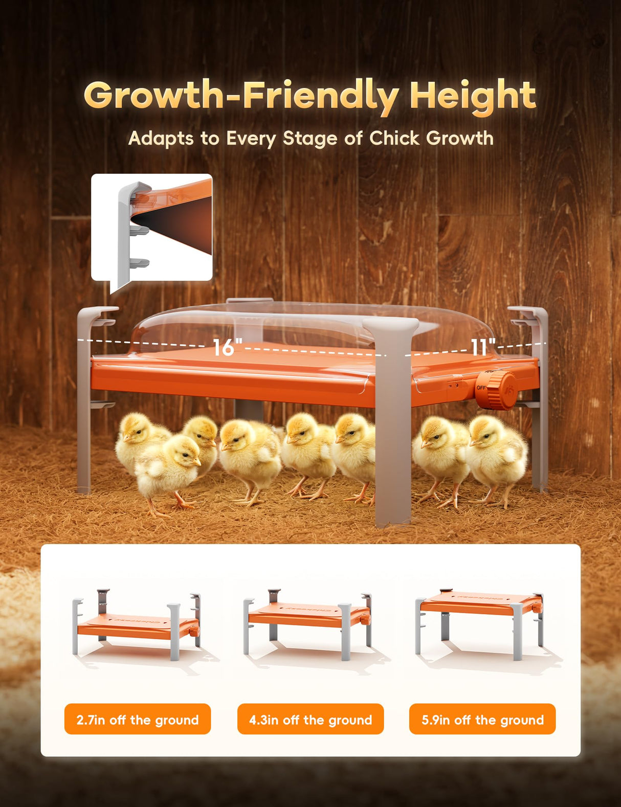 Smart Chicken Coop Heater, 200 Watts Chick Brooder Heating Plate Built-in Adaptive Temperature Sensor, Chicken Brooder Heater for 25 Chicks, Adaptable to Timer and Temp Controllers,UL-Compliant Chickcozy