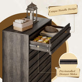 Albott Farmhouse 5 Drawers Dresser, Wood Rustic Chest of Drawers for Bedroom, Tall Dressers Organizer with Hidden Handles for Living Room, Hallway, Entryway, Rustic Grey Albott