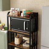 4-Tier Kitchen Baker's Rack with Rolling Wheels, Microwave Oven Cart Stand, Adjustable Utility Shelving Storage Unit, Heavy Duty Organizer Rack for Living Room, Garage, Home and Office(Brown) SUININGCOOL