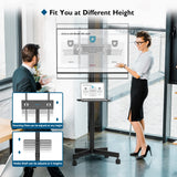 Mobile TV Cart for 23-60 Inch LED LCD Flat Curved Screens TVs, Rolling TV Stand with Locking Wheels Holds Up to 88lbs, Height Adjustable Portable Floor Stand with Media Shelf Tray, Max VESA 400x400mm BONTEC