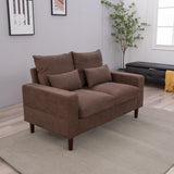 Panana Modern Sofa 54.5" Loveseat Couch with Cushion Back and Arms, 2 Seater Sold Wood Legs Sofa (Brown Linen, Track arm) Panana