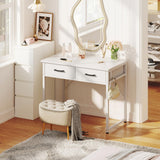 Casaottima 32 Inch Small Office Computer Desk with 2 Drawers & Headphone Hook - Compact Writing Desk for Home Office, Study or Work, Modern Space-Saving Design for Small Spaces, White Casaottima