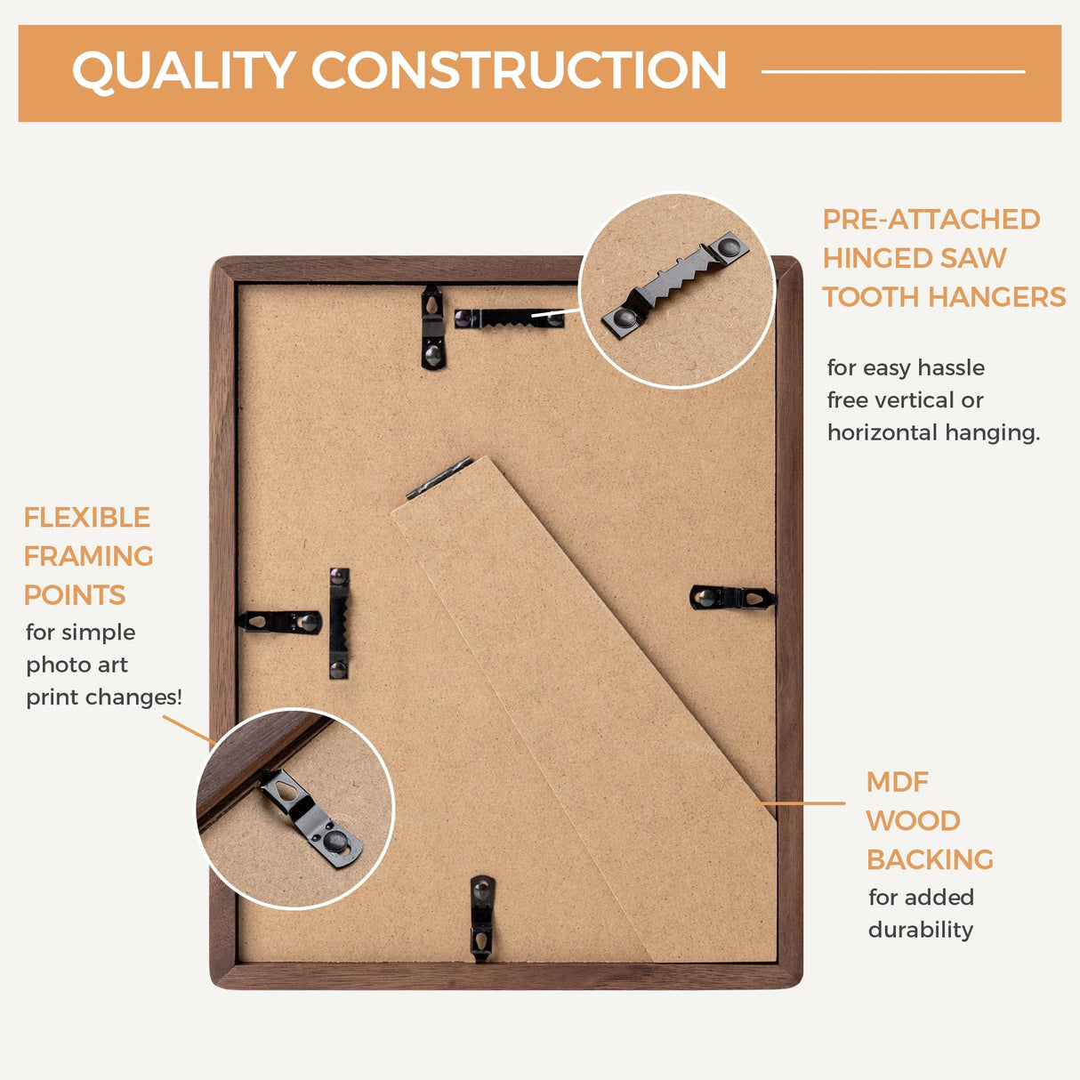 Axeman 8 x 10 Picture Frame - Solid Walnut Frame 8x10 Matted to 5x7 - Rounded Corner Walnut Photo Frame 8 by 10 with Tempered Glass - Natural Wood Picture Frame with Removable Ivory Mat - Walnut Axeman