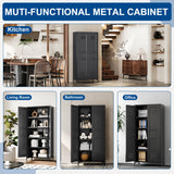 Fesbos Metal Storage Cabinet-61” Tall Steel File Cabinets with Doors and 4 Adjustable Shelves-Black Steel Storage Cabinet for Home,Kitchen, School, Office, Garage Fesbos