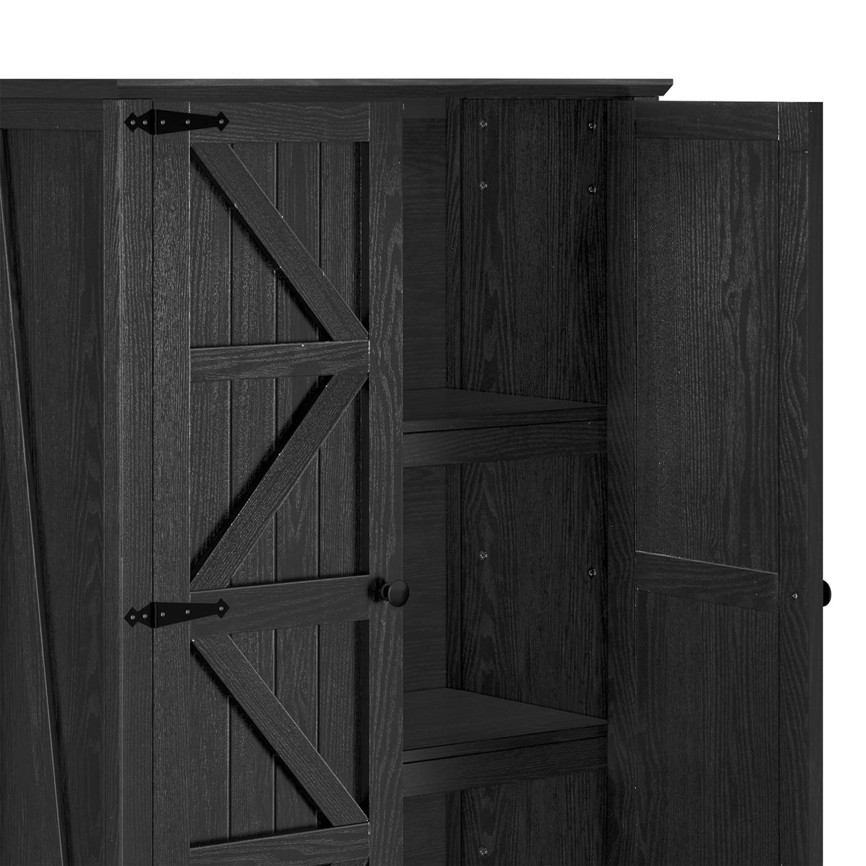 DWVO Farmhouse Kitchen Pantry Cabinet, 64.5" Tall Storage Cabinet with 2 Drawers and Adjustable Shelves, Versatile Storage for Living Room, Dining Room or Hallway, Oak Black DWVO