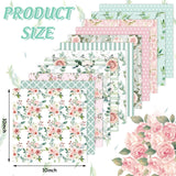 Whaline 12Pcs Floral Cotton Fabric Bundles 10 x 10 Inch Floral Greenery Printed Fat Quarters Pink Green Retro Quilting Patchwork for Spring DIY Handmade Crafting Home Party Decor Whaline