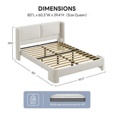 LIKIMIO Queen Bed Frame with Headboard, Upholstered Bed Frames with USB Ports, Base Cama Bed Frame No Box Spring Needed, Cream White LIKIMIO
