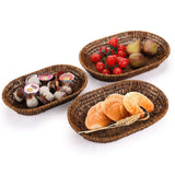 Hedume Set of 3 Wicker Baskets, Bread Baskets Sets, Tabletop Food Serving Baskets Trays, Handwoven Storage Basket Bin, Fruit Vegetables Sundries Storage Basket for Home, Restaurant, Bakery Hedume