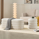 Busaurus Storage Ottoman Bench 49.2 Inch Upholstered Fabric Storage Bench for Bedroom End of Bed Aesthetic Large Oval Storage Ottoman for Living Room Entryway (Ivory) Busaurus