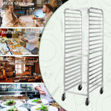 HALLY SINKS & TABLES H Bun Pan Rack 20 Tier with Wheels, Commercial Bakery Racking of Aluminum for Full & Half Sheet - Kitchen, Restaurant, Cafeteria, Pizzeria, Hotel and Home, 26" L x 20" W x 69" H HALLY SINKS & TABLES H
