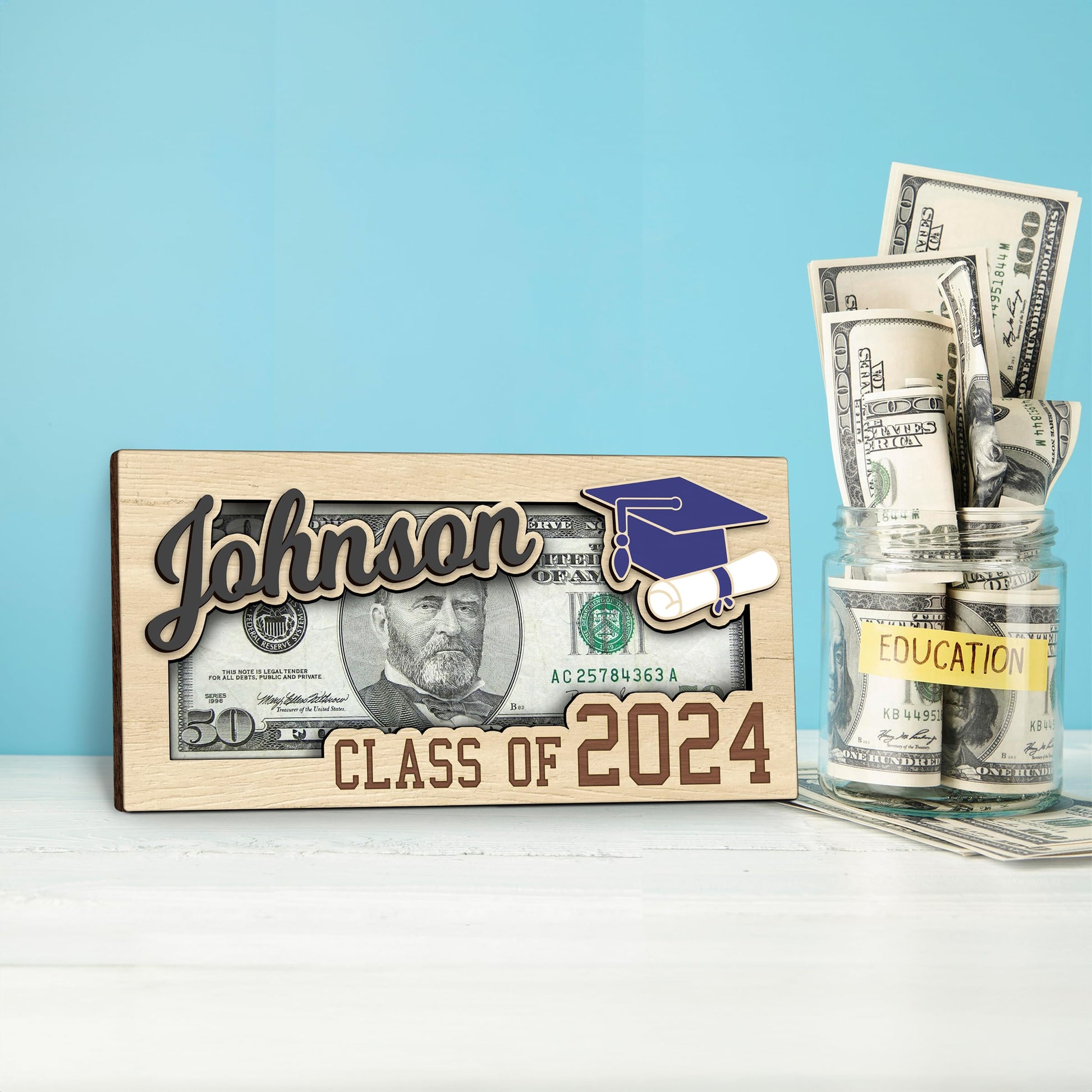 KindlyToys Personalized Graduation Money Holder - Graduation Gift Money Holder, Money Holder for Cash Gift Graduation - Wooden Money Holder, Unique Class of 2024 Graduation Gifts MH11 - WoodArtSupply