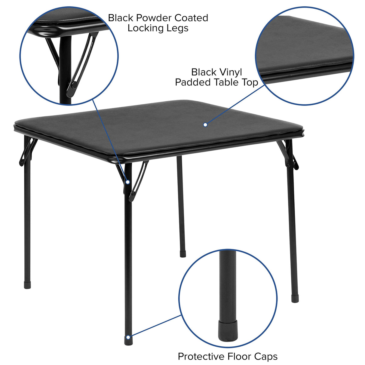 Flash Furniture Mindy Folding Kids Table with Vinyl Padded Top, Children's Square Activity Table for Daycare and Classrooms, Black Flash Furniture