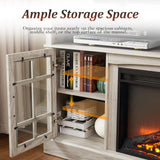 58'' Fireplace TV Stand for Television up to 65", Entertainment Center with Storage Cabinet and Shelves, 23'' Detachable Electric Fireplace with Remote&Adjustable Warmth for Living Room/Bedroom, Gray Zelimon