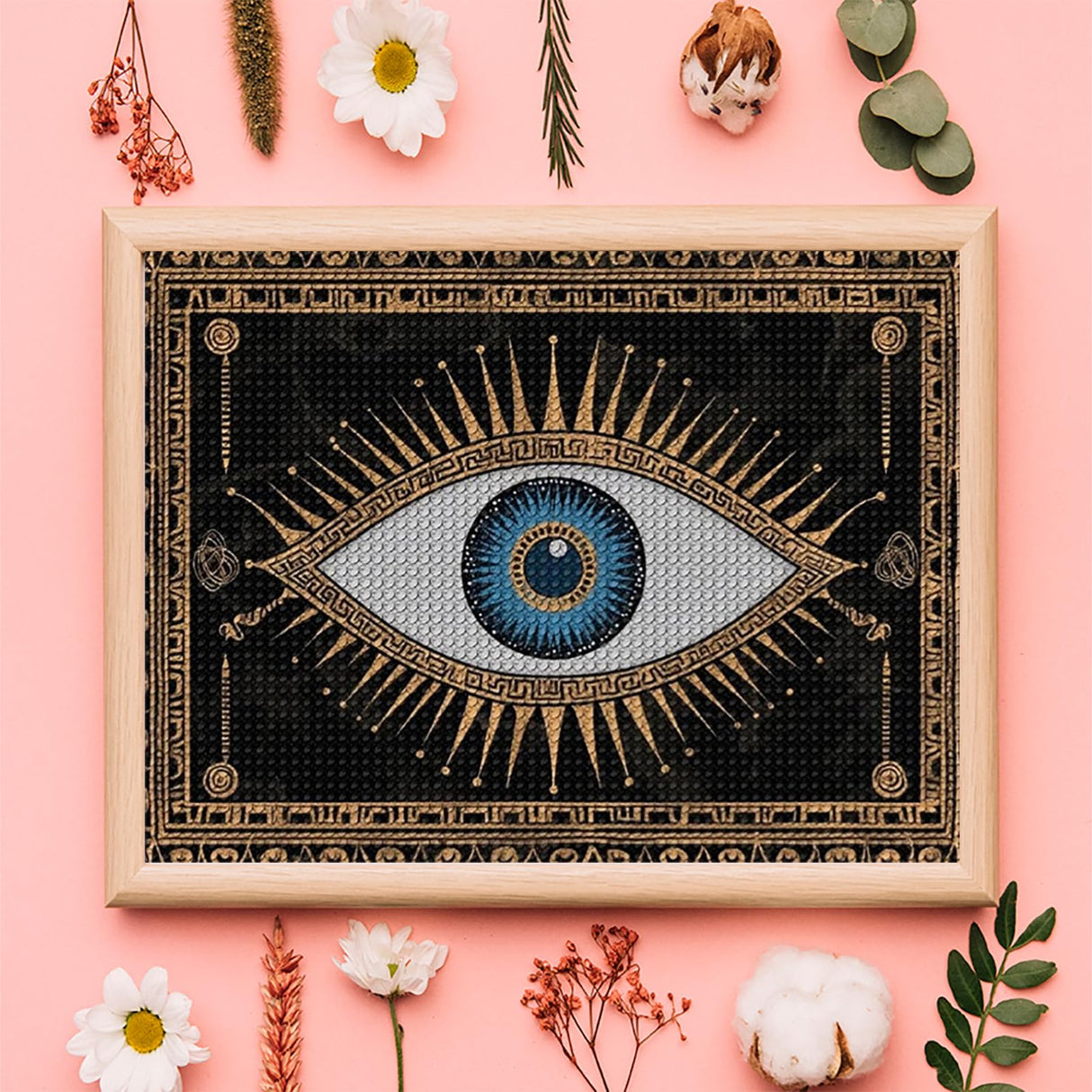 KAYEIUU Evil Eye Grecian Pattern Diamond Art Painting Art Kits Diamond Art Painting Diamond Art Kits 5D Diamond Art Painting Kits DIY Gem Art for Home Wall Decor 12x16 inch KAYEIUU