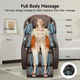 Real Relax Massage Chair Favor-06, Full Body Zero Gravity SL-Track Shiatsu Massage Recliner Chair with APP Control, Brown Real Relax