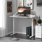 Meilocar Height Adjustable Electric Standing Desk, Adjustable Desk Standing Desk with Memory Controller, White Adjustable Standing Desk with Splice Board, 48" x 24" Tabletop (White Top + White Frame) Meilocar