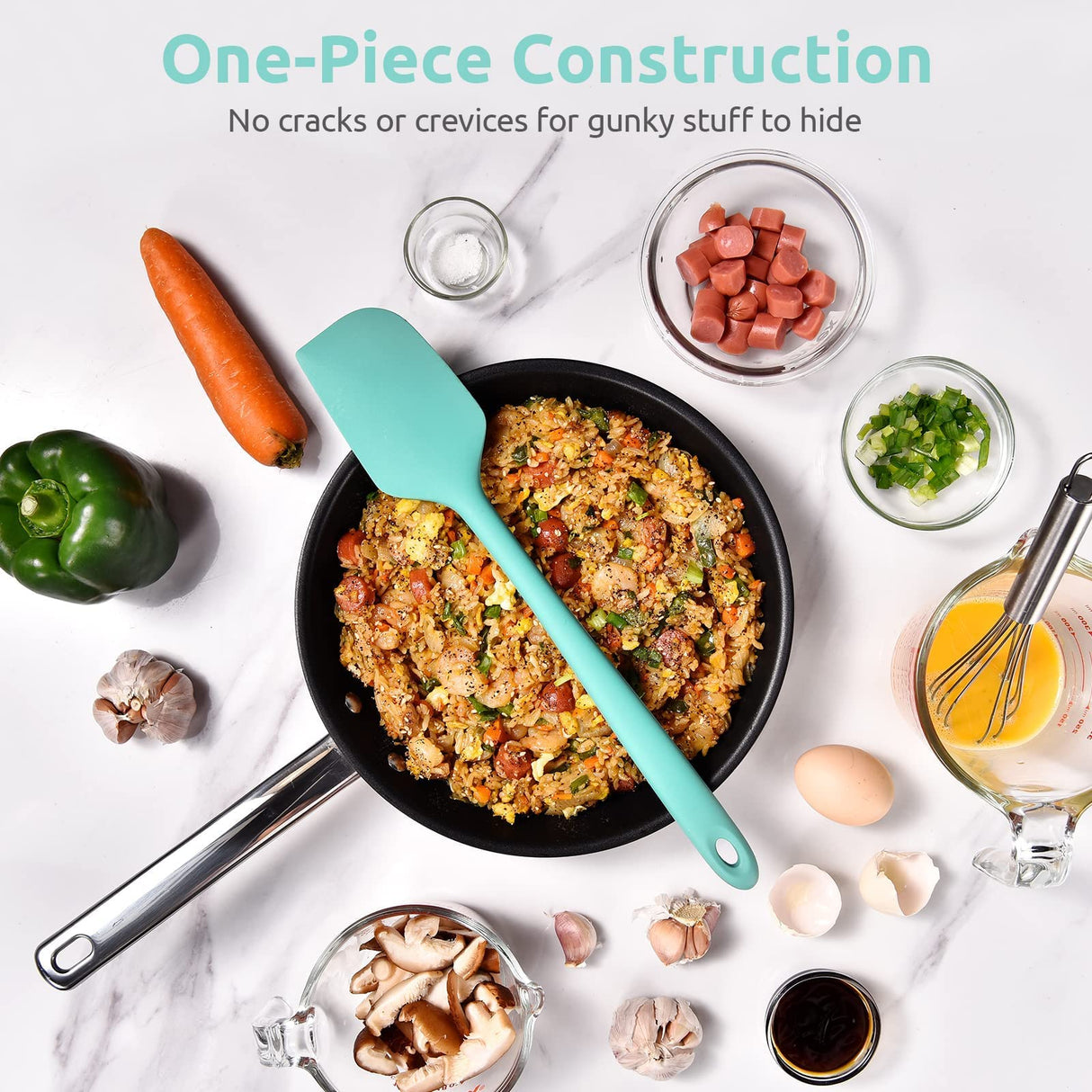 14in Extra Large Silicone Spatula: U-Taste 600ºF Heat Resistant Flexible Silicon Mixing Stirring Cooking Scraping Baking Bowl Scraper Seamless Spreader for Kitchen Nonstick Cookware (Aqua Sky) U-Taste